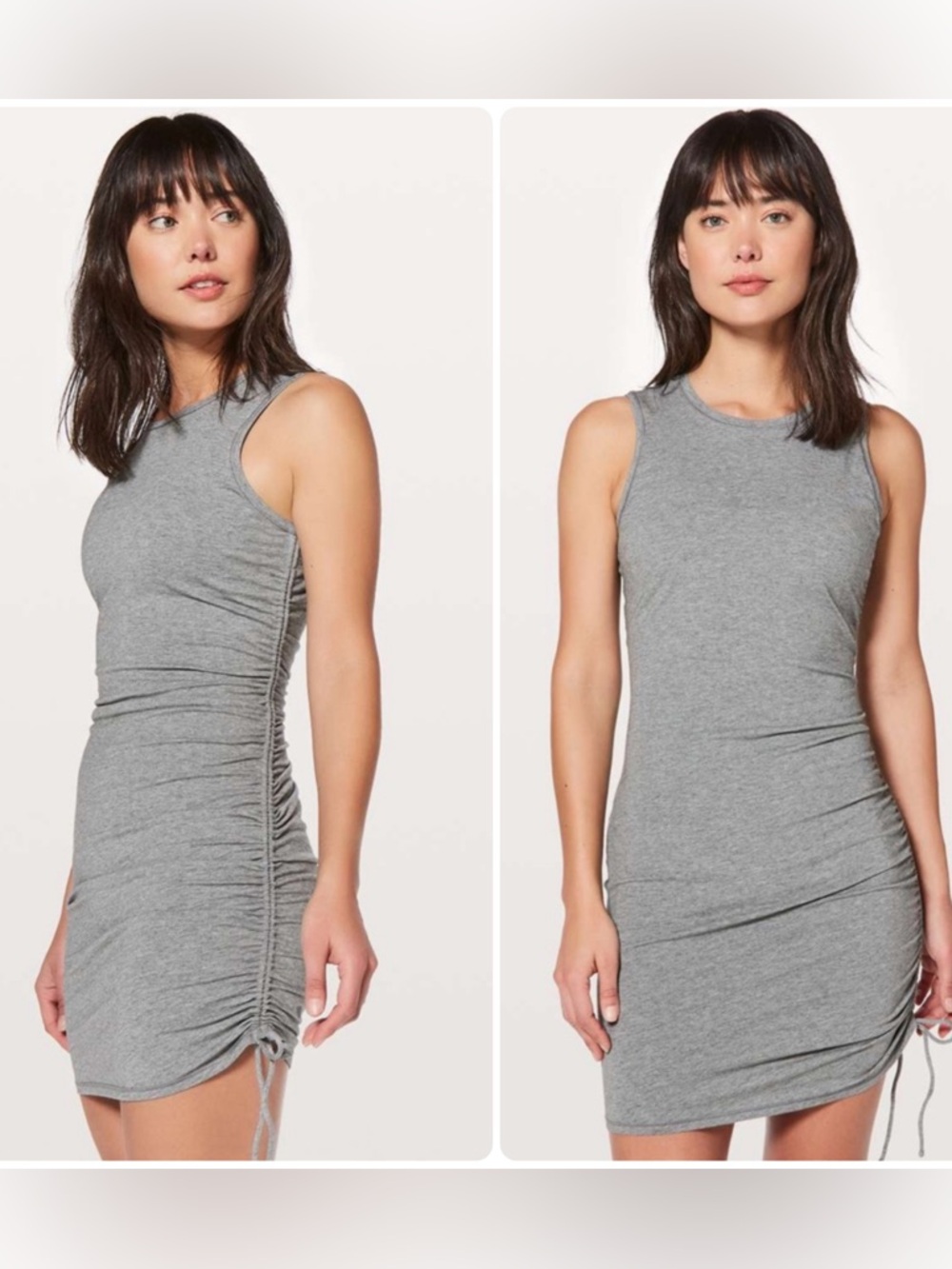 lululemon athletica Heather Gray Side-Ruched Tank Mini Dress